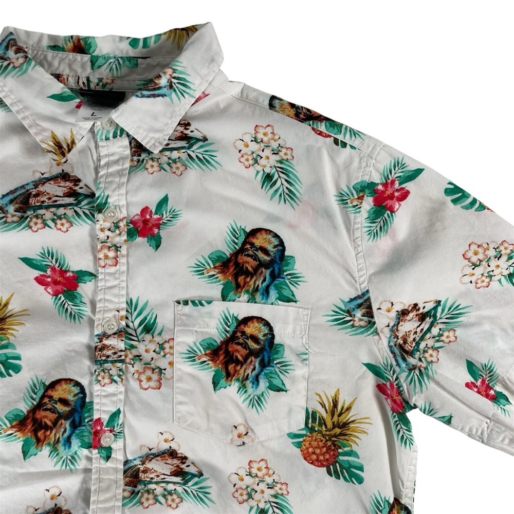 Star Wars Chewbacca White Hawaiian Shirt - Size Large